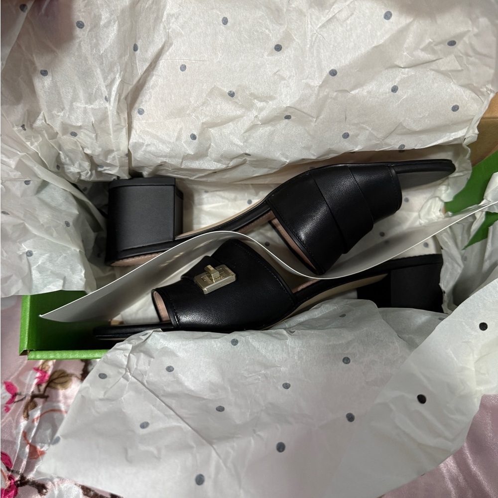 Kate Spade Black Leather Slides - Picture 7 of 8